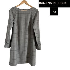 Banana Republic Gray Plaid Midi Dress
